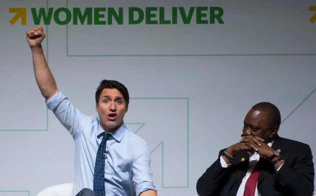 Kenya President Uhuru Kenyatta looks on as Prime Minister Justin&nbsp;Trudeau&nbsp;speaks at the&nbsp;Women&nbsp;Deliver...