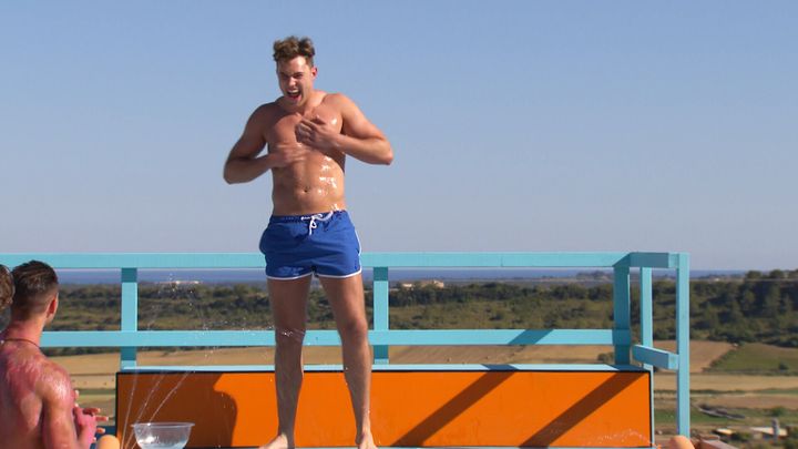 Curtis in the first Love Island challenge of the series