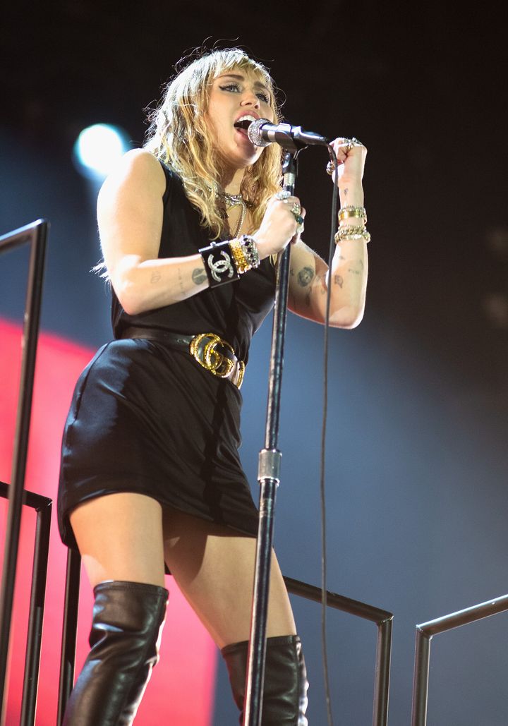 Miley Cyrus performing at Radio 1's Big Weekend