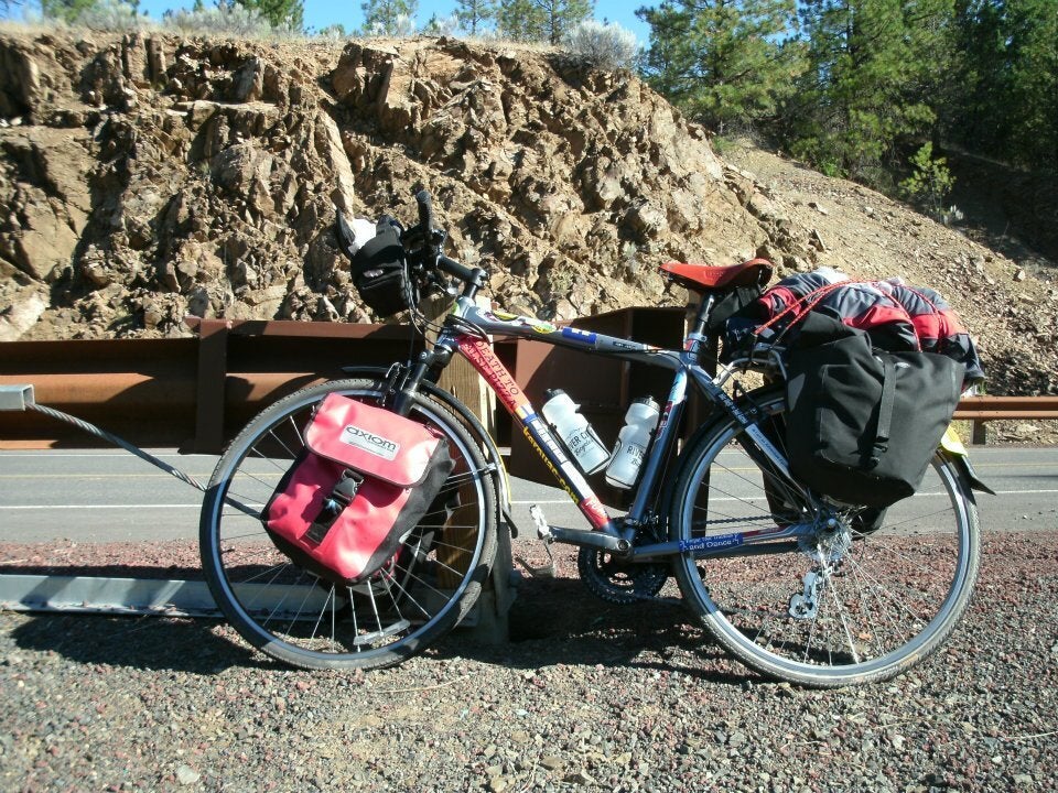 The bike that Tucker rode on his cross-country trip before being arrested for carrying psychedelic mushrooms.