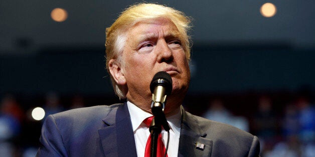 Republican presidential candidate Donald Trump speaks during a campaign rally, Thursday, Oct. 13, 2016, in Cincinnati, Ohio.