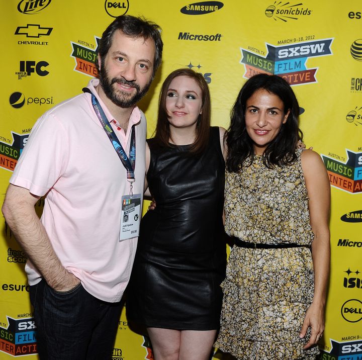 AUSTIN, TX - MARCH 12: (L-R) Producer Judd Apatow, Writer/Director/Actress Lena Dunham and writer Jenni Konner attend 'Girls' Greenroom Photo Op during the 2012 SXSW Music, Film + Interactive Festival at Paramount Theatre on March 12, 2012 in Austin, Texas. (Photo by Michael Buckner/Getty Images for SXSW)