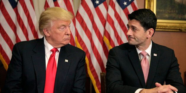 U.S. President-elect Donald Trump (L) meets with Speaker of the House Paul Ryan (R-WI) on Capitol Hill in Washington, U.S., November 10, 2016. REUTERS/Joshua Roberts