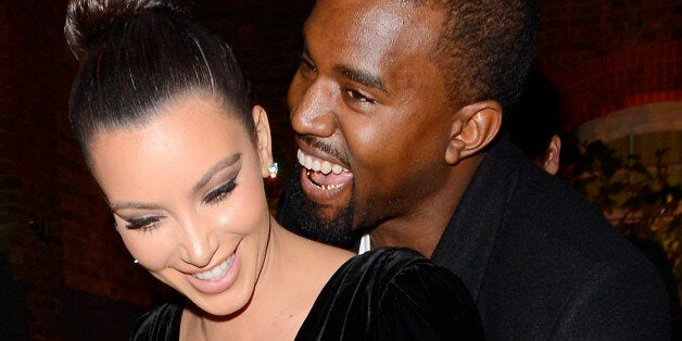 LONDON, UNITED KINGDOM - NOVEMBER 09: Kim Kardashian and Kanye West leaving Hakkasan on November 9, 2012 in London, England. (Photo by Michael Jaworski/FilmMagic)