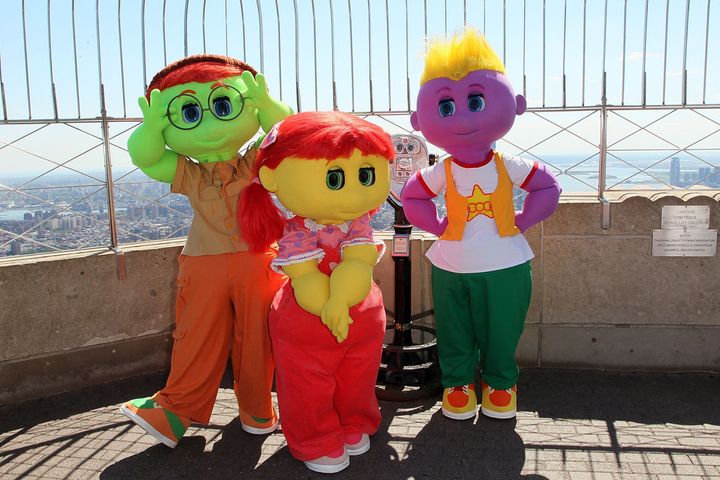 NEW YORK, NY - AUGUST 29: Toofie, Goobie and Zoozie, of Oogieloves visit at The Empire State Building on August 29, 2012 in New York City. (Photo by Jeffrey Ufberg/WireImage)