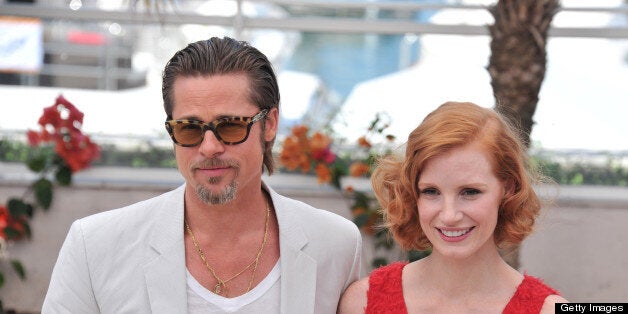 Actor Brad Pitt and actress Jessica Chastain attend 'The Tree Of Life' Photocall during the 64th Annual Cannes Film Festival