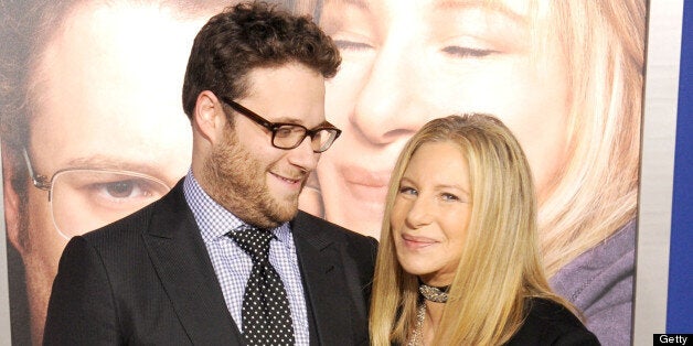 WESTWOOD, CA - DECEMBER 11: Actors Seth Rogen and Barbra Streisand arrive at the Los Angeles premiere of 'The Guilt Trip' at