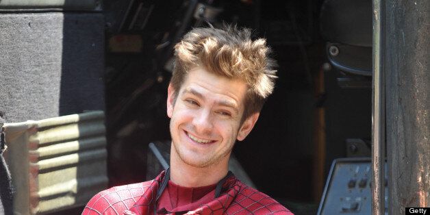 NEW YORK, NY - JUNE 22: Andrew Garfield films a stunt filming , Marc Webb's, 'The Amazing Spiderman' on June 22, 2013 in New York City. (Photo by Steve Sands/Getty Images)