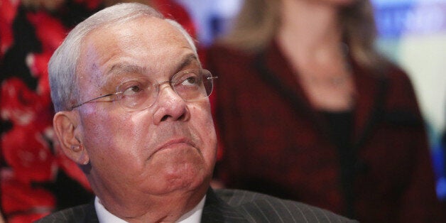 BOSTON, MA - APRIL 23: Boston Mayor Thomas Menino looks on at a press conference heralding The One Fund on April 23, 2013 in Boston, Massachusetts. Officials announced that the fund for victims of the Boston Marathon bombings has already raised $20 million in donations. (Photo by Mario Tama/Getty Images)