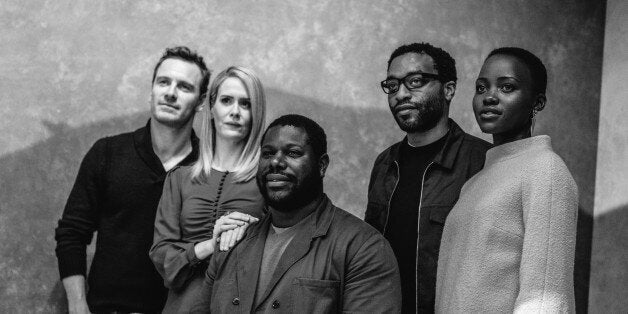 TORONTO, ON - SEPTEMBER 07: (EDITOR'S NOTE: Image has been converted to black and white) (L-R) Michael Fassbender, Sarah Paulson, director Steve McQueen, Chiwetel Ejiofor and Lupita Nyong'o of the film '12 Years A Slave' pose for a portrait during the 2013 Toronto International Film Festival on September 7, 2013 in Toronto, Canada. (Photo by Mike Windle/Getty Images)