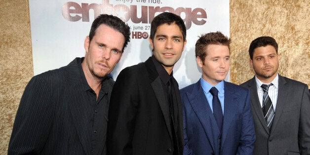 Actors Kevin Dillon, Adrian Grenier, Kevin Connolly, Jerry Ferrara and Rex Lee arrive at HBO's 'Entourage' Season 7 premiere held at Paramount Theater on the Paramount Studios lot on June 16, 2010 in Hollywood, California. (Photo by Jeff Kravitz/FilmMagic)