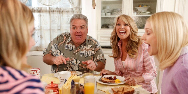 PARKS AND RECREATION -- 'Jerry's Scrapbook' Episode 521 -- Pictured: (l-r) Jim O'Heir as Jerry Gergich, Christie Brinkley as Gayle -- (Photo by: Tyler Golden/NBC/NBCU Photo Bank via Getty Images)