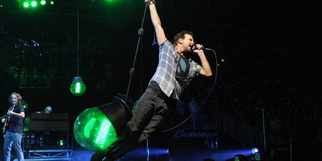 NEW YORK, NY - OCTOBER 18: (Exclusive Coverage) Eddie Vedder of Pearl Jam performs at Barclays Center of Brooklyn on October 18, 2013 in New York City. (Photo by Kevin Mazur/WireImage)