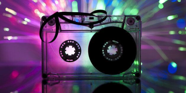 cassette tape and multicolored...