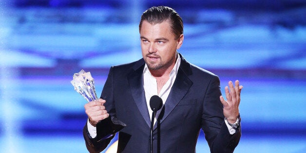 SANTA MONICA, CA - JANUARY 16: Leonardo DiCaprio speaks onstage during the 19th Annual Critics' Choice Movie Awards held at Barker Hangar on January 16, 2014 in Santa Monica, California. (Photo by Michael Tran/FilmMagic)