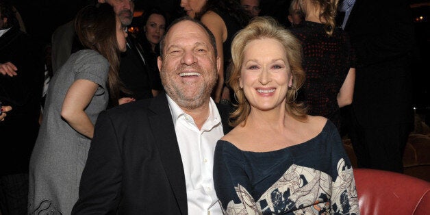 WEST HOLLYWOOD, CA - JANUARY 27: Harvey Weinstein (L) and actress Meryl Streep attend the Australian Academy Of Cinema And Television Arts International Awards Ceremony at Soho House on January 27, 2012 in West Hollywood, California. (Photo by John Shearer/WireImage)