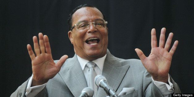NEW YORK, NY - JUNE 15: Minister Louis Farrakhan, leader of the Nation of Islam, speaks at a press conference near United Nations headquarters on June 15, 2011 in New York City. Farrakhan expressed support for Libyan leader Moammar Gadhafi and condemned the NATO-led military strikes in Libya. Former U.S. Attorney General Ramsey Clark also called for an end to the strikes at the event. (Photo by Mario Tama/Getty Images)