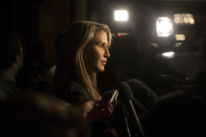 Ontario's Attorney General Caroline Mulroney speaks to journalists at Queen's Park in Toronto on March 26, 2019. 