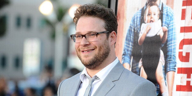 WESTWOOD, CA - APRIL 28: Actor Seth Rogen attends the premiere of 'Neighbors' at Regency Village Theatre on April 28, 2014 i