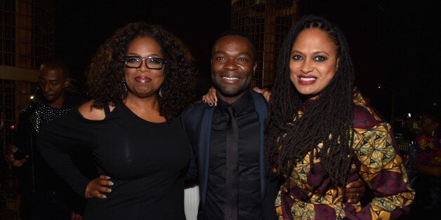 HOLLYWOOD, CA - NOVEMBER 11: (L-R) Producer/actress Oprah Winfrey, actor David Oyelowo, and director Ava DuVernay attend the