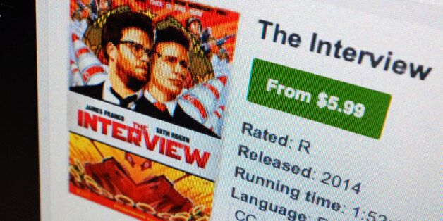 FILE-In this Wednesday, Dec. 24, 2014 file photo, a computer screen shows Sony Pictures' film, "The Interview" available for rental on YouTube Movies, in Los Angeles. Sony appears to have a win-win with "The Interview." Not only did the studio score a moral victory by releasing the film in the face of hacker threats, the movie made at least $15 million from more than 2 million digital rentals and purchases in its first four days. (AP Photo/Richard Vogel, File)
