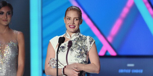 Jessica Chastain accepts the Criticsâ Choice MVP award at the 20th annual Critics' Choice Movie Awards at the Hollywood Palladium on Thursday, Jan. 15, 2015, in Los Angeles. (Photo by John Shearer/Invision/AP)