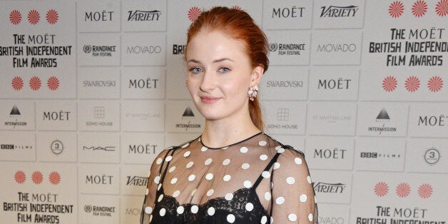 LONDON, ENGLAND - DECEMBER 07: Presenter Sophie Turner poses at The Moet British Independent Film Awards 2014 at Old Billingsgate Market on December 7, 2014 in London, England. (Photo by David M. Benett/Getty Images for The Moet British Independent Film Awards)