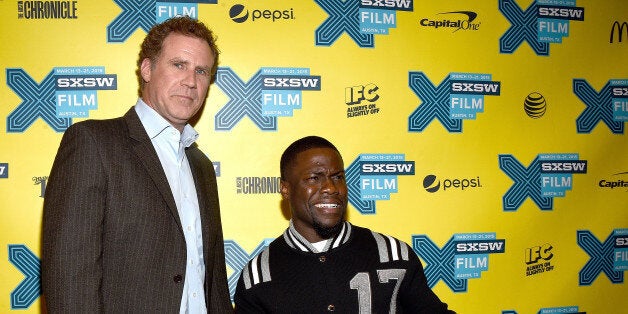 AUSTIN, TX - MARCH 16: Actors Will Ferrell (L) and Kevin Hart arrive at the premiere of 'Get Hard' during the 2015 SXSW Music, FIlm + Interactive Festival at the Paramount Theatre on March 16, 2015 in Austin, Texas. (Photo by Michael Buckner/Getty Images for SXSW)