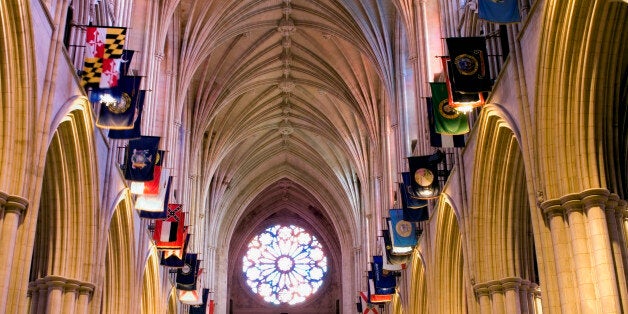 Aisle of a cathedral, Washington National Cathedral, Washington DC, USA