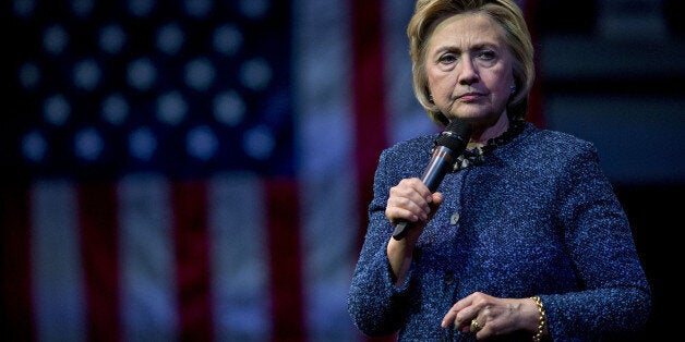 Hillary Clinton, former Secretary of State and 2016 Democratic presidential candidate, pauses while speaking during a campaign rally at The Fillmore in Philadelphia, Pennsylvania, U.S., on Wednesday, April 20, 2016. Donald Trump and Clinton won their New York presidential primaries Tuesday, ending losing streaks for both campaigns and allowing the two front runners to reassert control over their party nominating fights. Photographer: Andrew Harrer/Bloomberg via Getty Images 