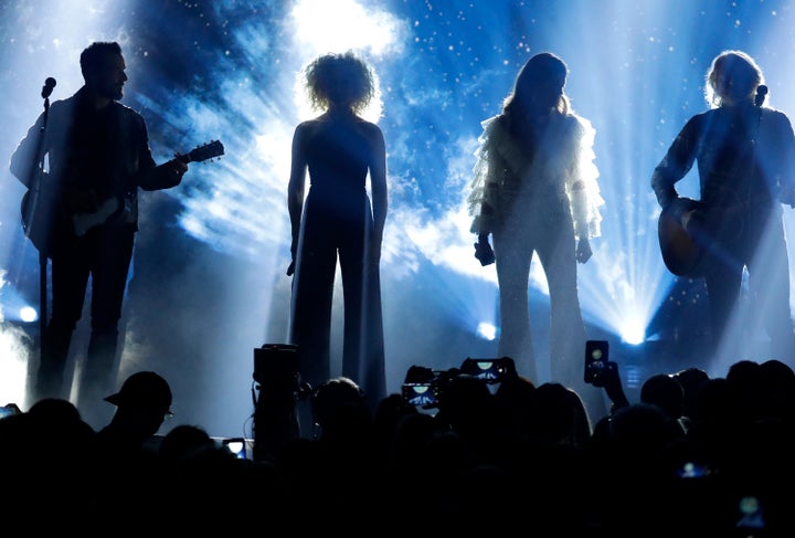 Jimi Westbrook, from left, Kimberly Schlapman, Karen Fairchild and Phillip Sweet, of Little Big Town, performed "The Daughters" at the CMT Music Awards on Wednesday.