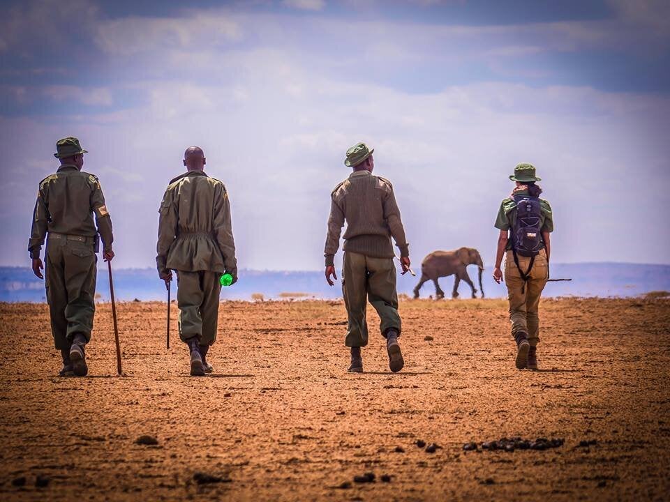 Hawa on her mammoth “Walk with Rangers” trek from Arusha in Tanzania to Kenya. The aim was to draw attention to the plight of rangers.