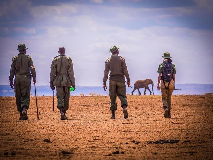 Hawa on her mammoth “Walk with Rangers” trek from Arusha in Tanzania to Kenya. The aim was to draw attention to the plight of rangers.
