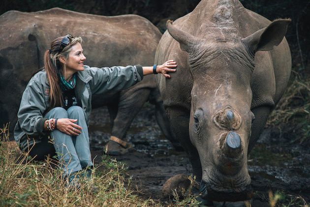 Niewoudt with her favourite rhino, Lunar, who recently died. 