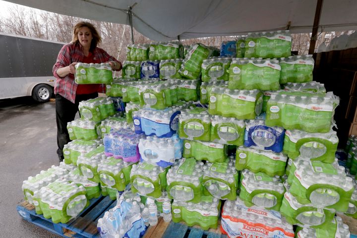 Bottled water distribution in Glenwood, Iowa, where massive spring flooding along the Missouri River disrupted drinking water treatment, April 3, 2019.