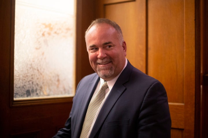 Ontario's government house leader Todd Smith is seen outside the legislative chamber at Queen's Park in Toronto on May 27, 2019. 