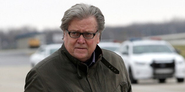 Stephen Bannon, Senior Advisor to U.S. President-elect Donald Trump walks from Trump's plane upon their arrival in Indianapolis, Indiana, U.S., December 1, 2016. REUTERS/Mike Segar