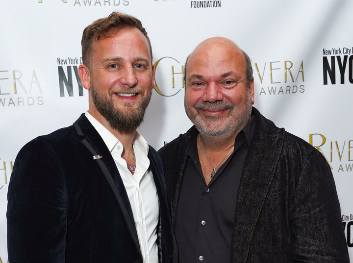 Nicholaw, right, with his husband, Josh Marquette.