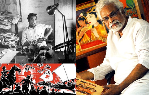 Maniam (in black and white) and Maniam Selvan (R) holding a