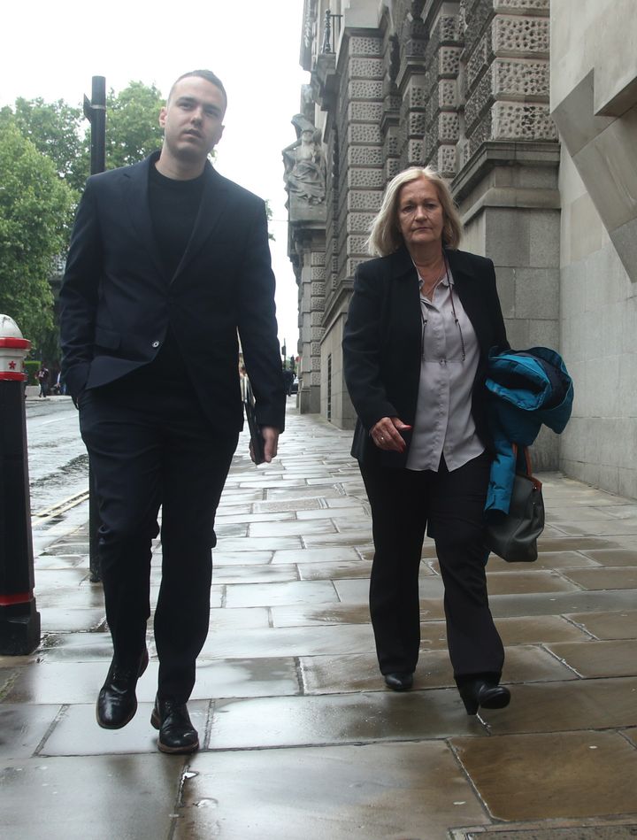 Sally Challen with son David as she arrives at the Old Bailey on Friday 