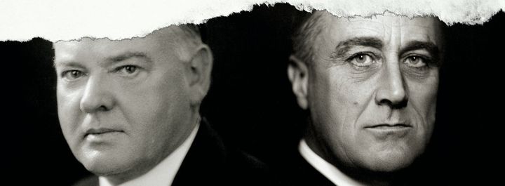 President Herbert Hoover clashed with successor Franklin Roosevelt over the latter's New Deal agenda.