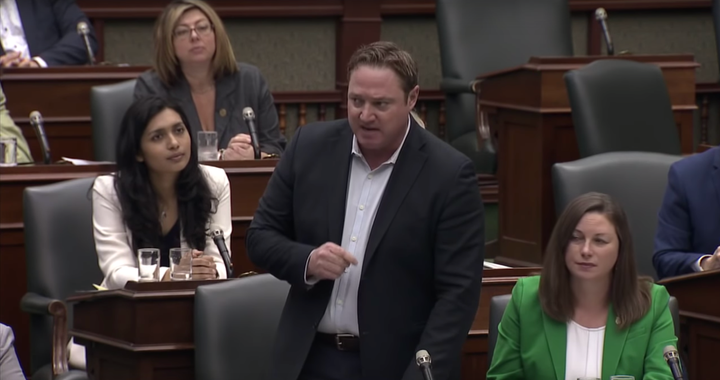 NDP MPP Taras Natyshak speaks in the Ontario legislature in Toronto on June 5, 2019.