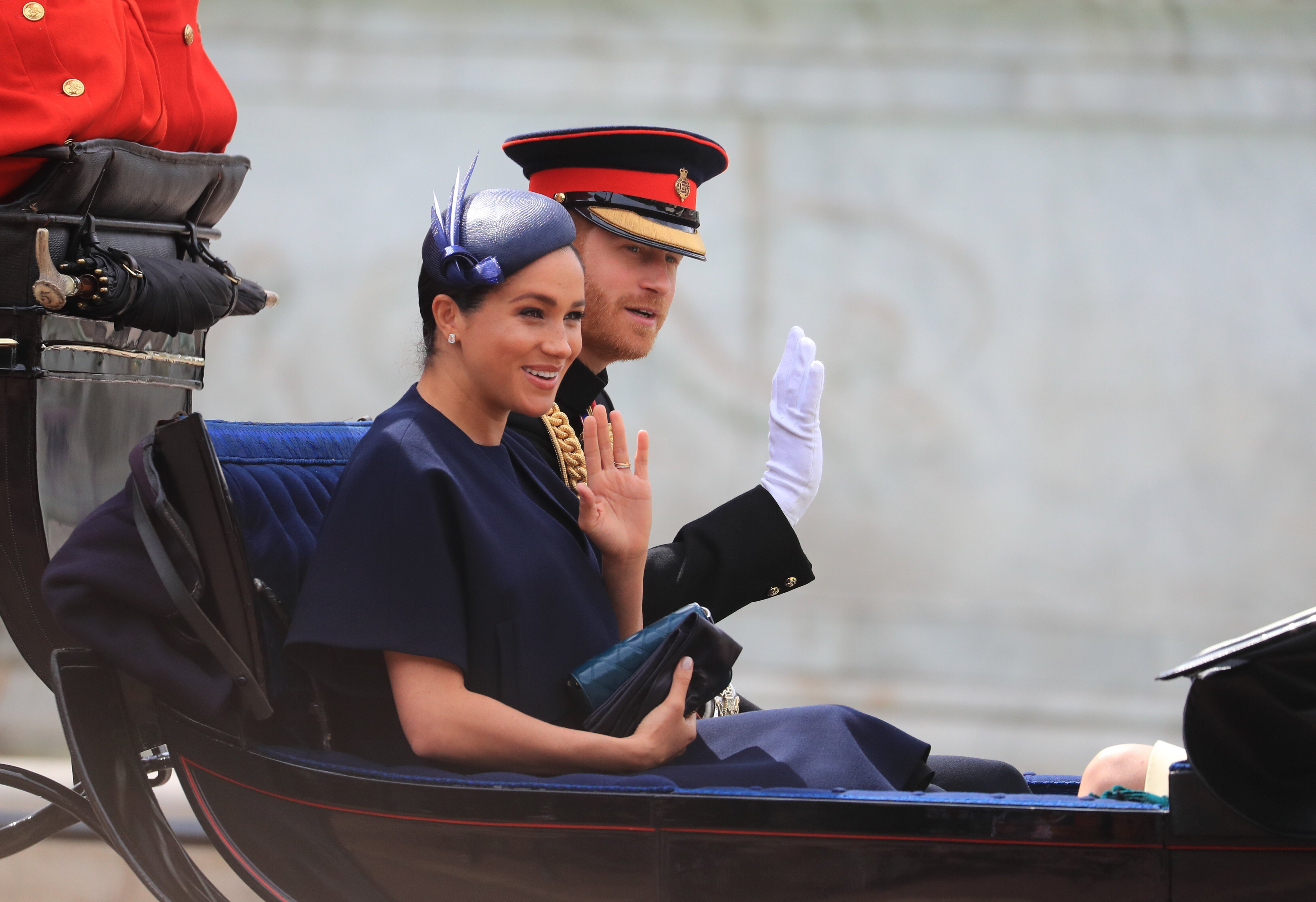 The Duke and Duchess of Sussex make their way along The Mall to Horse Guards Parade, in London, ahead of the Trooping the Colour ceremony, as The Queen celebrates her official birthday.