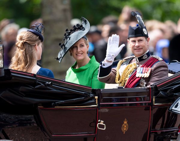 Lady Louise Windsor rode in another carriage with Sophie, Countess of Wessex, and Prince Edward, Earl of Wessex.