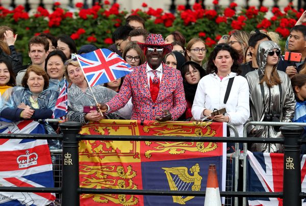 Well-wishers pictured ahead of the Trooping the Colour ceremony.