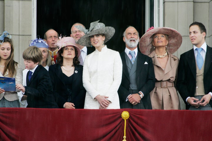 Dr. Sylvana Tomaselli, third from the left in a pink hat, watched the Trooping the Colour celebrations in June 2007. Her husband, George Windsor, Earl of St. Andrews, is behind her, wearing glasses.