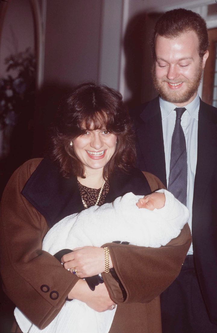 George, Earl of St. Andrews and his wife Sylvana leave St Mary's Hospital in Paddington with their newborn son Edward, Lord Downpatrick, in 1988.
