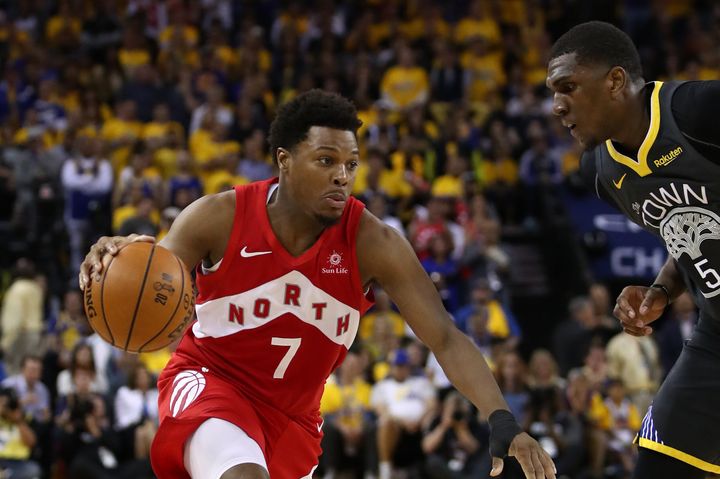 Kyle Lowry handles the ball during Game Four of the 2019 NBA Finals on June 7, 2019.