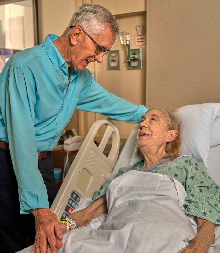 Frank Dewhurst, 84, and the recipient of his kidney: Linda Nall, 72.