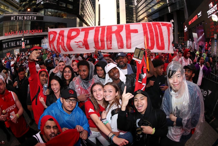 Fans at Jurassic Park during Game Five of the 2019 NBA Finals at Scotiabank Arena on June 10, 2019 in Toronto, Canada. 